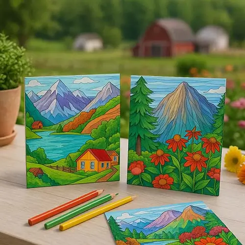 500 Natural and Scenery Coloring Page Prompts